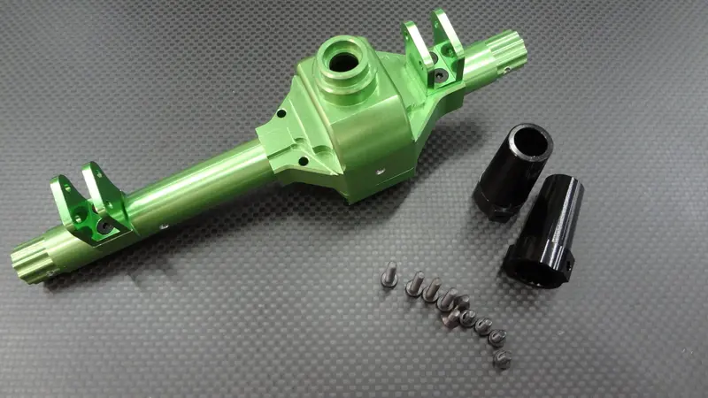 Axial Wraith Aluminum Front/Rear Axle Housing & Axle Adapter - 4 Pcs Set Green + Black 1