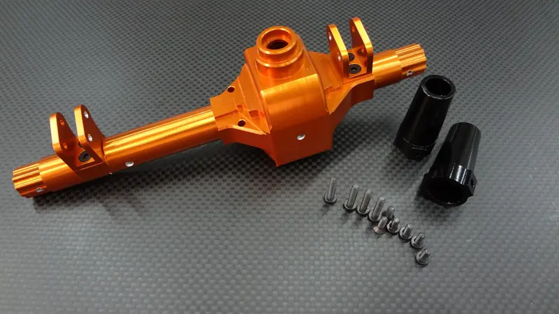 Axial Wraith Aluminum Front/Rear Axle Housing & Axle Adapter - 4 Pcs Set Orange + Black 1