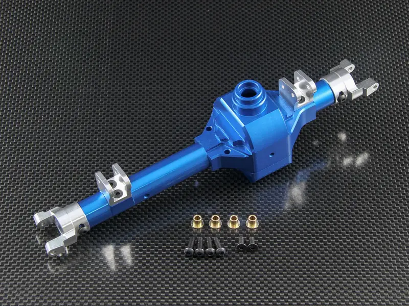 Axial Wraith Aluminum Front/Rear Axle Housing & C-Hub - 4 Pcs Set Blue + Silver 1