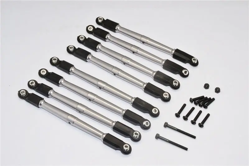 Axial Wraith Aluminum Front & Rear Link Parts (Upper+Lower) - 8Pcs Set Gray Silver 1