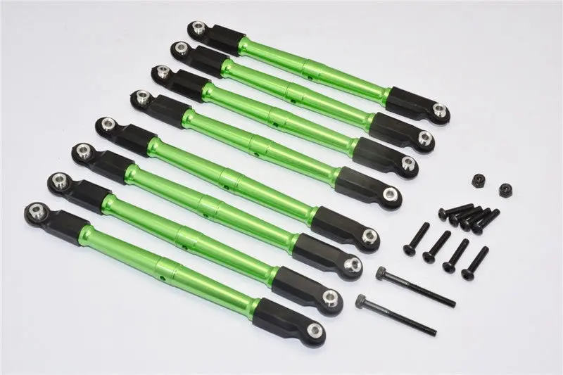 Axial Wraith Aluminum Front & Rear Link Parts (Upper+Lower) - 8Pcs Set Green 1