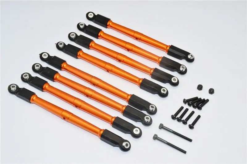 Axial Wraith Aluminum Front & Rear Link Parts (Upper+Lower) - 8Pcs Set Orange 1