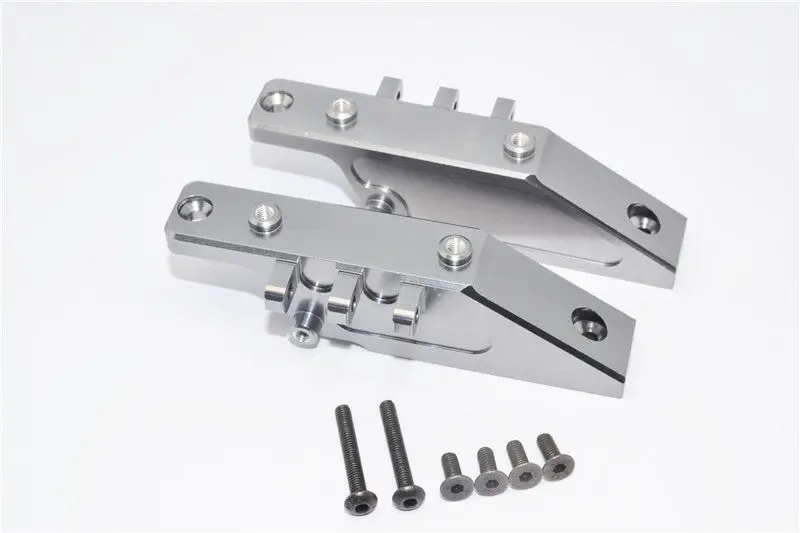 Axial Wraith Aluminum Front+Rear Gear Box Mount - 2Pcs Set Gray Silver 1