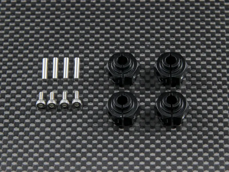 Axial Wraith & Rr10 Bomber Aluminum Hex Adaptors (12Mm) - 4Pcs Set Black 1