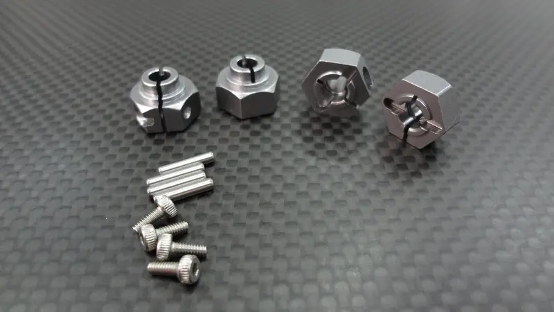 Axial Wraith & Rr10 Bomber Aluminum Hex Adaptors (12Mm) - 4Pcs Set Gray Silver 1