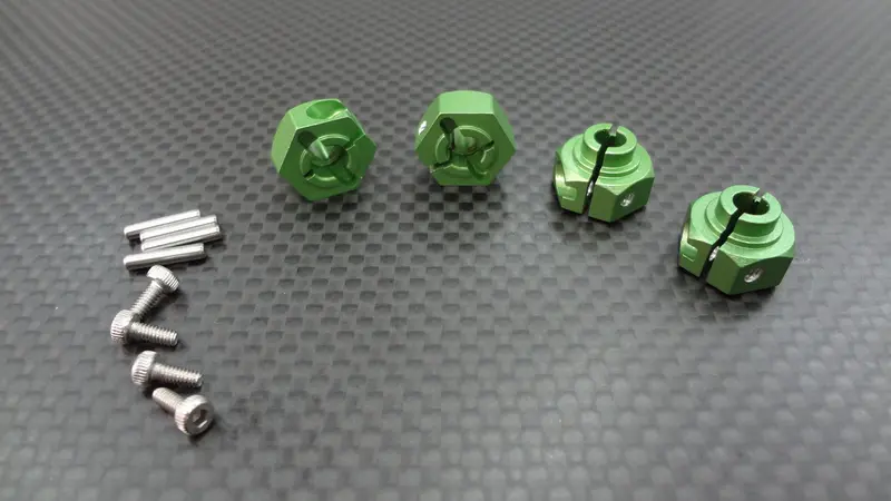 Axial Wraith & Rr10 Bomber Aluminum Hex Adaptors (12Mm) - 4Pcs Set Green 1