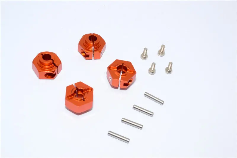 Axial Wraith & Rr10 Bomber Aluminum Hex Adaptors (12Mm) - 4Pcs Set Orange 1