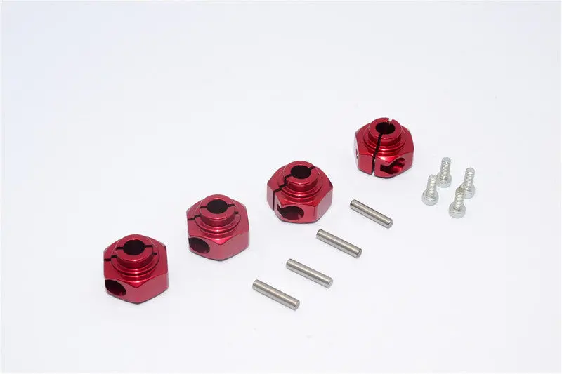 Axial Wraith & Rr10 Bomber Aluminum Hex Adaptors (12Mm) - 4Pcs Set Red 1