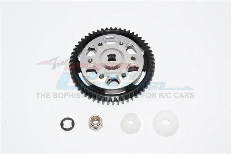 Axial Wraith Spawn Aluminum Spur Gear Adapter + Steel Spur  Gear 32 Pitch 54T - 2Pcs Set Gray Silver 1