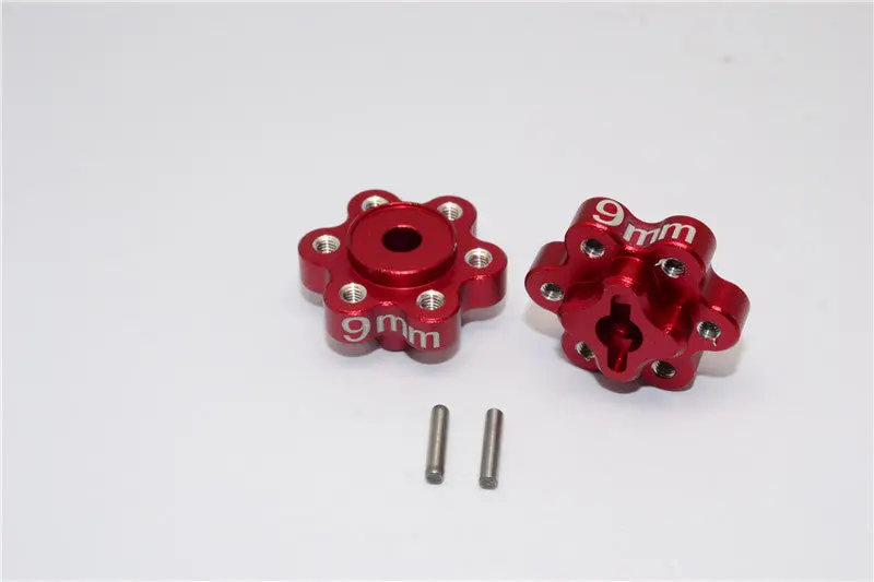 Axial Yeti Aluminum 2.2 Wheel Hub Adapters (9Mm Thickness) - 1Pr Set Red 1