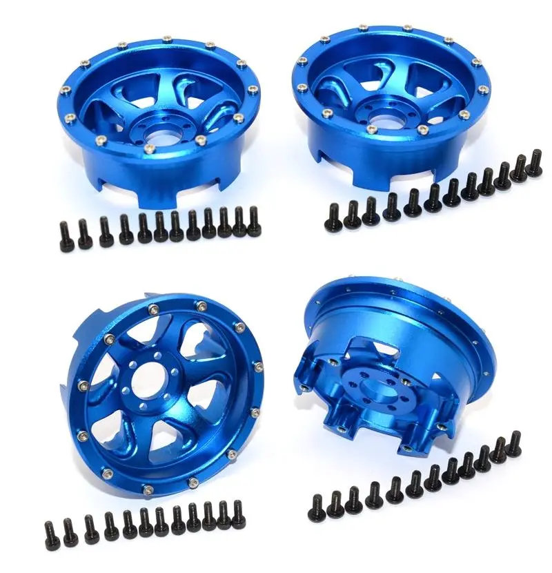 Axial Yeti Aluminum Front/Rear 2.2 Wheels Beadlock (6 Poles Swirl) - 2Pr Set Blue 1