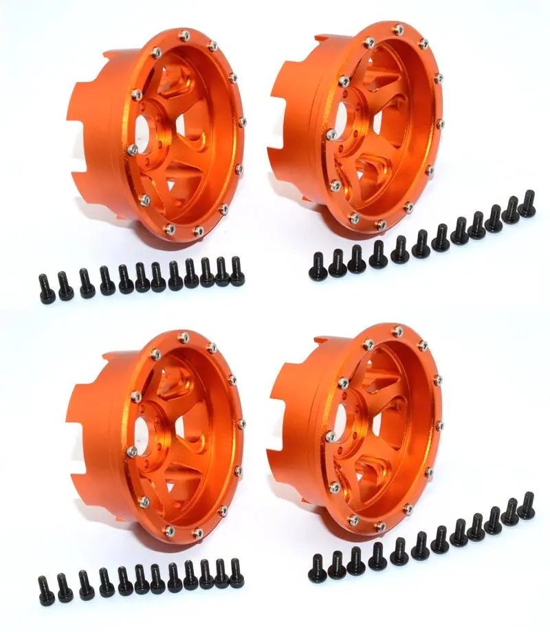 Axial Yeti Aluminum Front/Rear 2.2 Wheels Beadlock (6 Poles Swirl) - 2Pr Set Orange 1