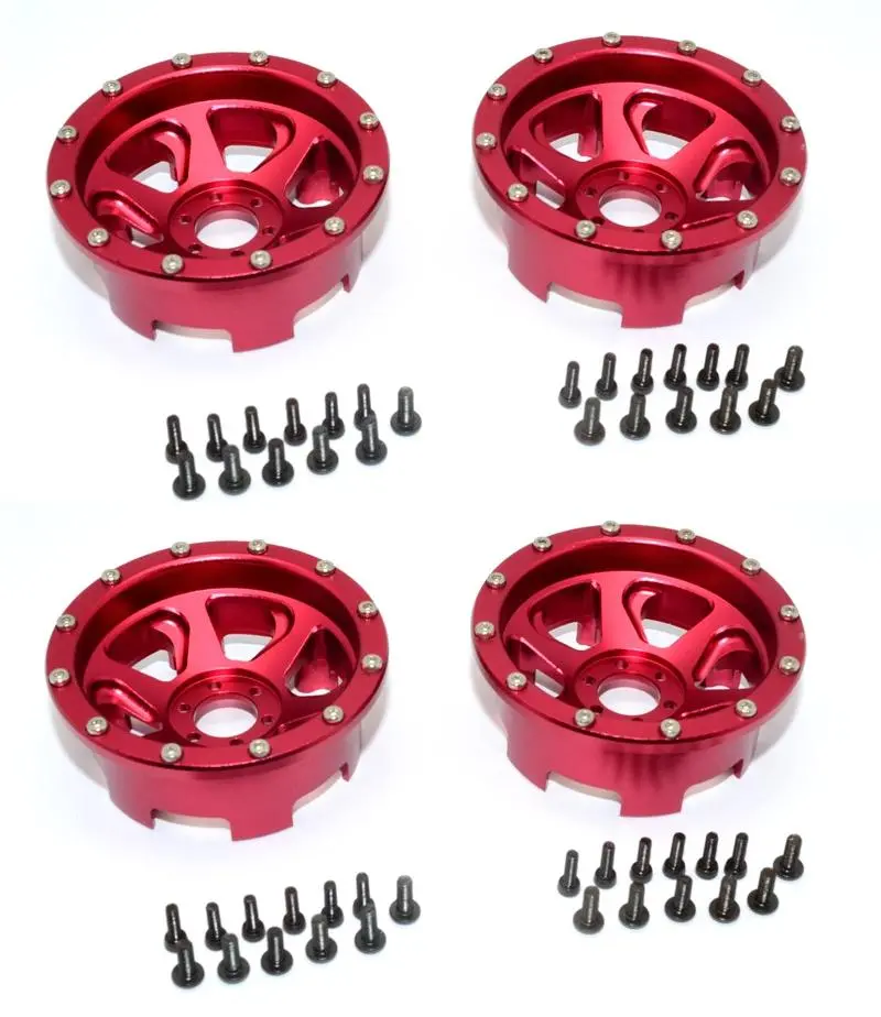 Axial Yeti Aluminum Front/Rear 2.2 Wheels Beadlock (6 Poles Swirl) - 2Pr Set Red 1