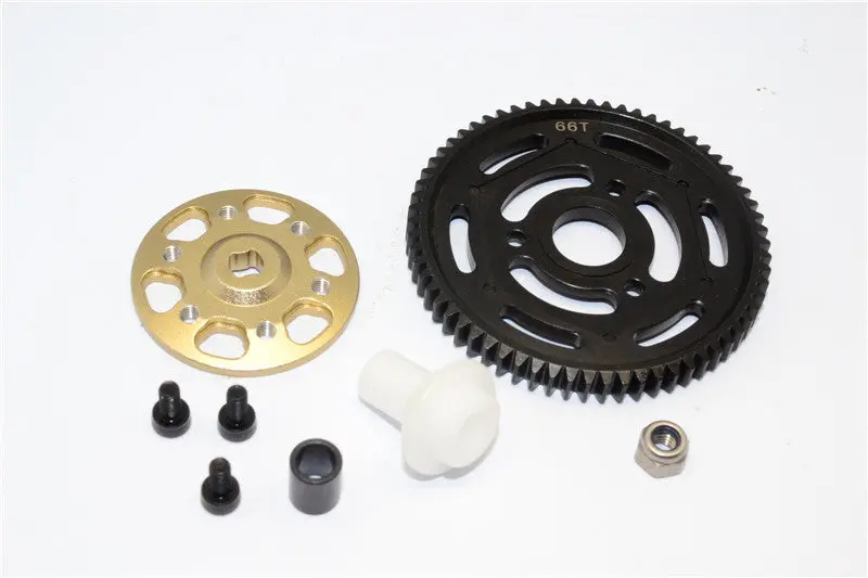 Axial Yeti Aluminum Spur Gear Adapter + Steel Spur Gear 32 Pitch 66T - 2Pcs Set Titanium 1