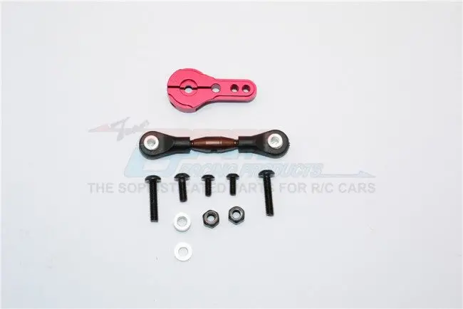 Axial Yeti (Ax90026) & Yeti Score (Ax90050, Ax90068) Spring Steel Anti-Thread Tie Rod With Aluminum Servo Horn For 23T Spline Output Shaft - 1 Set Red 1