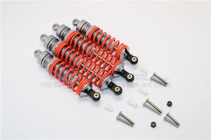 Axial Yeti (Ax90026) & Yeti Score (Ax90068) Aluminum Rally Racing Front And Rear Dampers (F:86Mm R:110Mm) - 2Prs Set Gray Silver 1