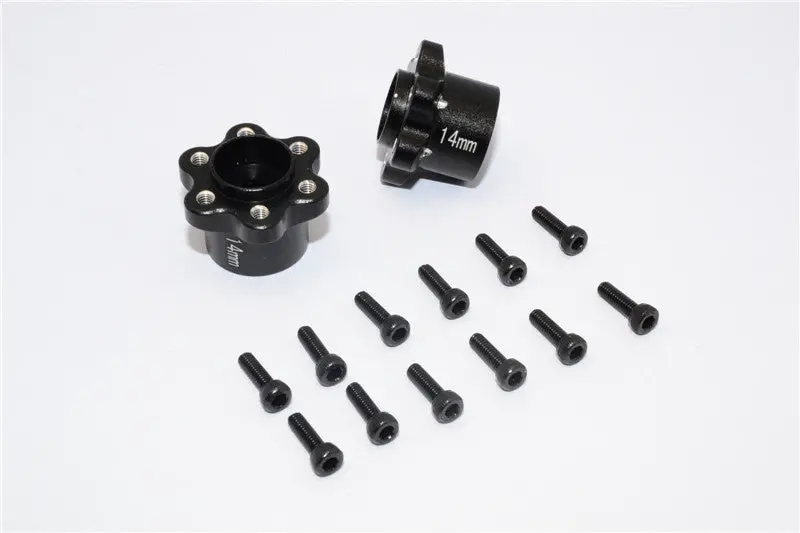 Axial Yeti, Exo, Wraith & Scx10 Aluminum 2.2 Wheel Hub Adapters (14Mm Thickness) - 1Pr Set Black 1