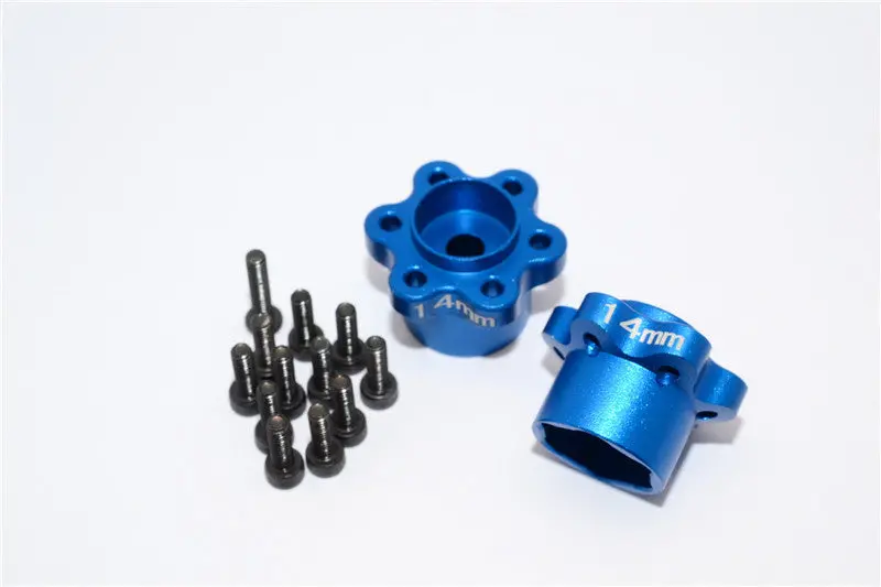 Axial Yeti, Exo, Wraith & Scx10 Aluminum 2.2 Wheel Hub Adapters (14Mm Thickness) - 1Pr Set Blue 1