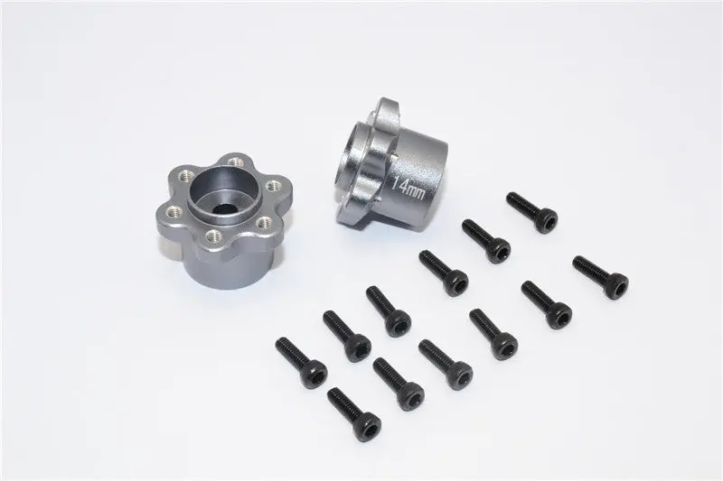 Axial Yeti, Exo, Wraith & Scx10 Aluminum 2.2 Wheel Hub Adapters (14Mm Thickness) - 1Pr Set Gray Silver 1