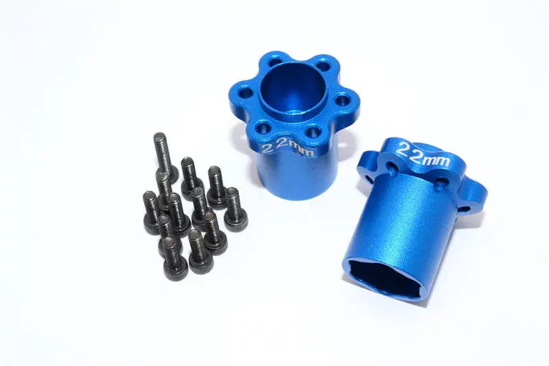 Axial Yeti, Exo, Wraith & Scx10 Aluminum 2.2 Wheel Hub Adapters (22Mm Thickness) - 1Pr Set Blue 1