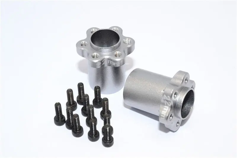 Axial Yeti, Exo, Wraith & Scx10 Aluminum 2.2 Wheel Hub Adapters (22Mm Thickness) - 1Pr Set Gray Silver 1