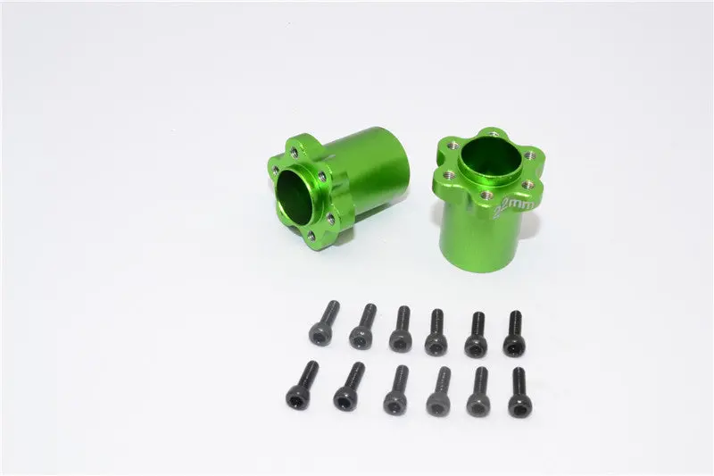 Axial Yeti, Exo, Wraith & Scx10 Aluminum 2.2 Wheel Hub Adapters (22Mm Thickness) - 1Pr Set Green 1