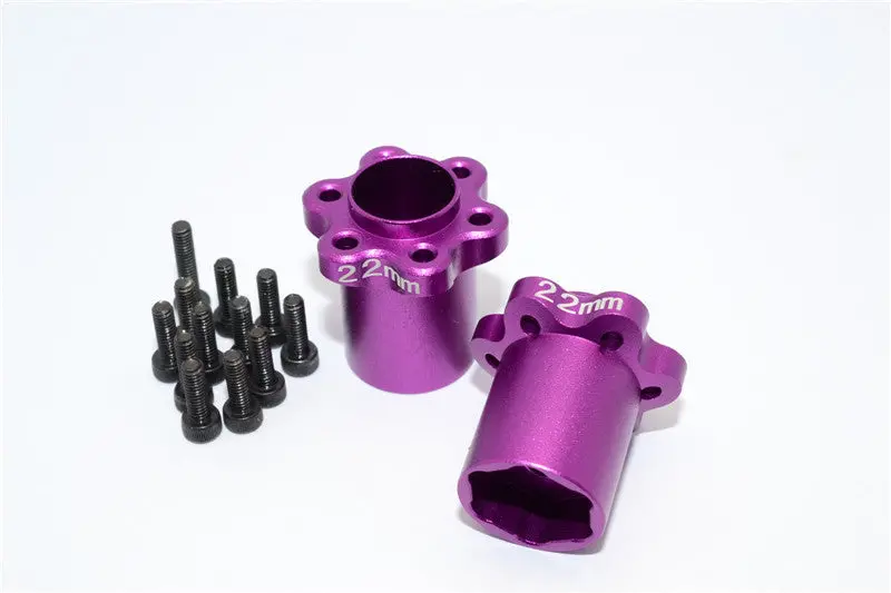 Axial Yeti, Exo, Wraith & Scx10 Aluminum 2.2 Wheel Hub Adapters (22Mm Thickness) - 1Pr Set Purple 1
