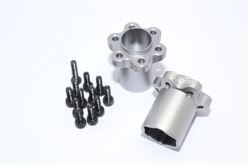 Axial Yeti, Exo, Wraith & Scx10 Aluminum 2.2 Wheel Hub Adapters (22Mm Thickness) - 1Pr Set Silver 1