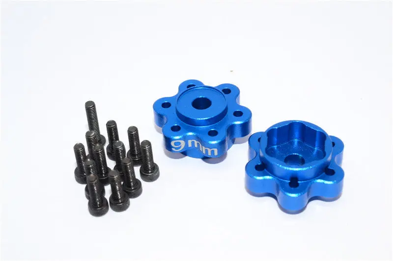 Axial Yeti, Exo, Wraith & Scx10 Aluminum 2.2 Wheel Hub Adapters (9Mm Thickness) - 1Pr Set Blue 1