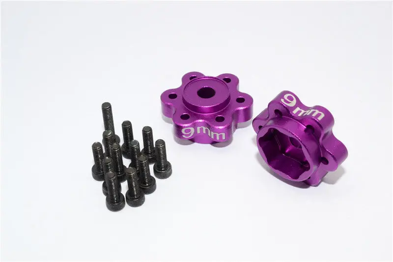 Axial Yeti, Exo, Wraith & Scx10 Aluminum 2.2 Wheel Hub Adapters (9Mm Thickness) - 1Pr Set Purple 1