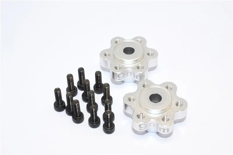 Axial Yeti, Exo, Wraith & Scx10 Aluminum 2.2 Wheel Hub Adapters (9Mm Thickness) - 1Pr Set Silver 1