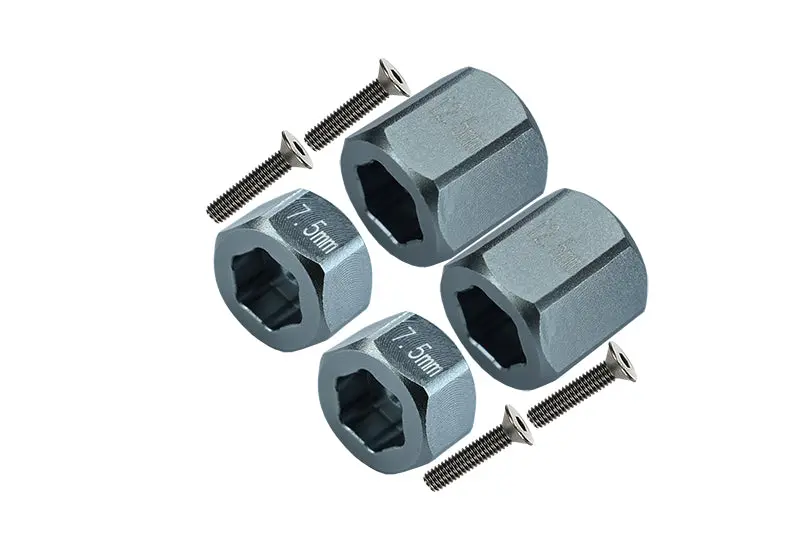 Axial Yeti Jr. Score Trophy Truck (Ax90052) Aluminum F&R Hex Adapters - 8Pcs Set Gray Silver 1