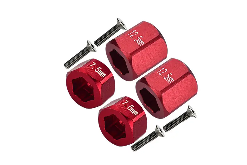 Axial Yeti Jr. Score Trophy Truck (Ax90052) Aluminum F&R Hex Adapters - 8Pcs Set Red 1