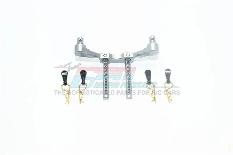 Axial Yeti Jr. Score Trophy Truck (Ax90052) Aluminum Front Adjustable Body Mount & Post - 5Pc Set Gray Silver 1