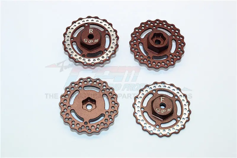 Axial Yeti Jr. Score Trophy Truck (Ax90052) Aluminum Front And Rear Wheel Hex With Brake Disk - 4Pcs Set Brown 1
