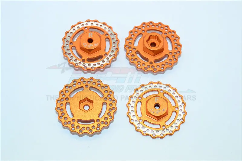 Axial Yeti Jr. Score Trophy Truck (Ax90052) Aluminum Front And Rear Wheel Hex With Brake Disk - 4Pcs Set Orange 1