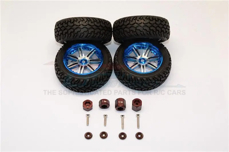 Axial Yeti Jr. Score Trophy Truck (Ax90052) Aluminum Front & Rear Hex Adapters + Wheels & Tires - 16Pcs Set Brown 1
