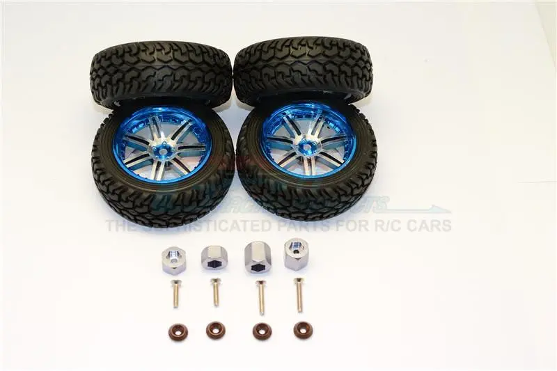 Axial Yeti Jr. Score Trophy Truck (Ax90052) Aluminum Front & Rear Hex Adapters + Wheels & Tires - 16Pcs Set Gray Silver 1