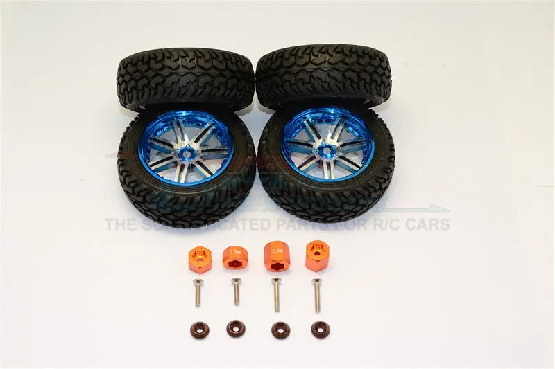 Axial Yeti Jr. Score Trophy Truck (Ax90052) Aluminum Front & Rear Hex Adapters + Wheels & Tires - 16Pcs Set Orange 1