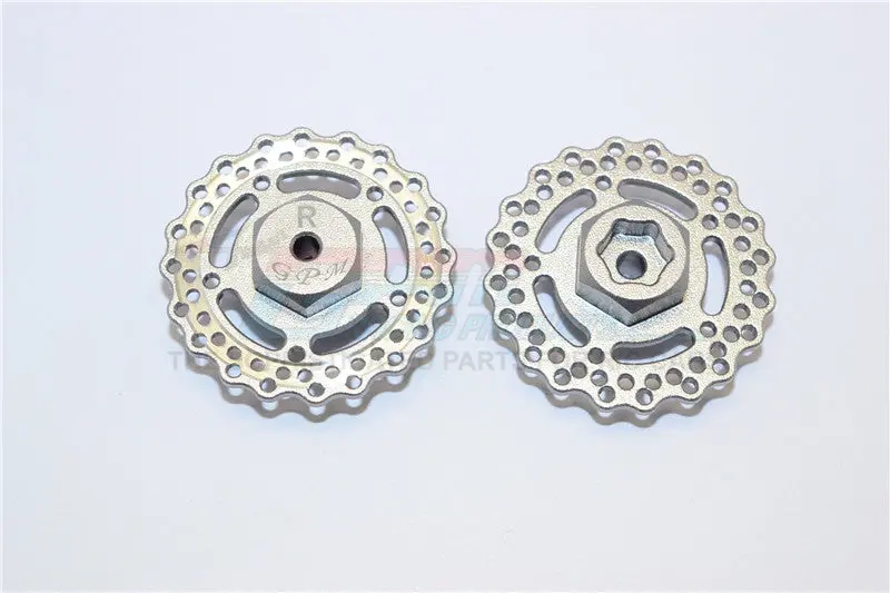 Axial Yeti Jr. Score Trophy Truck (Ax90052) Aluminum Rear Wheel Hex With Brake Disk - 2Pcs Gray Silver 1