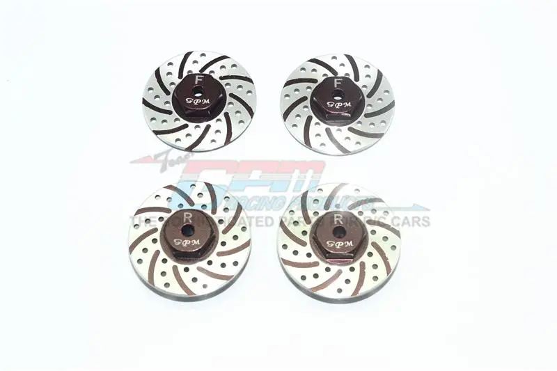 Axial Yeti Jr. Score Trophy Truck (Ax90052) / Yeti Jr. Can-Am Maverick (Axi90069) Aluminum Front + Rear Brake Disk With Silver Lining - 4Pc Set Brown 1