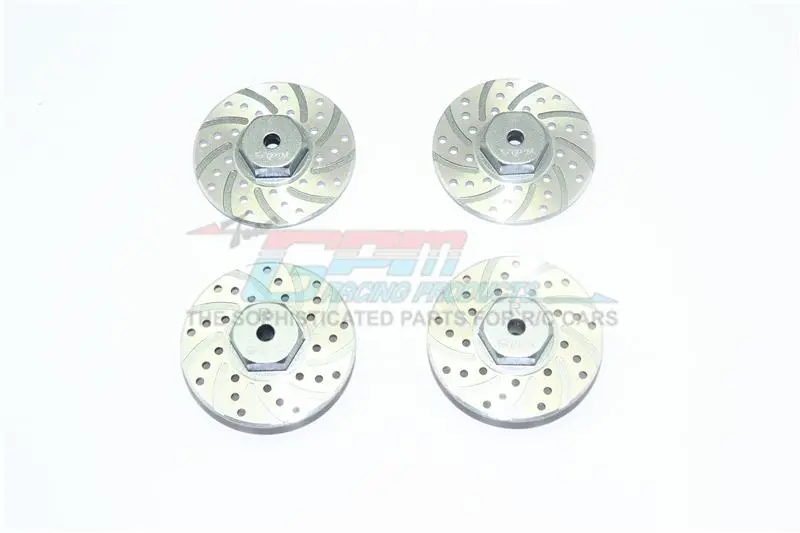 Axial Yeti Jr. Score Trophy Truck (Ax90052) / Yeti Jr. Can-Am Maverick (Axi90069) Aluminum Front + Rear Brake Disk With Silver Lining - 4Pc Set Gray Silver 1