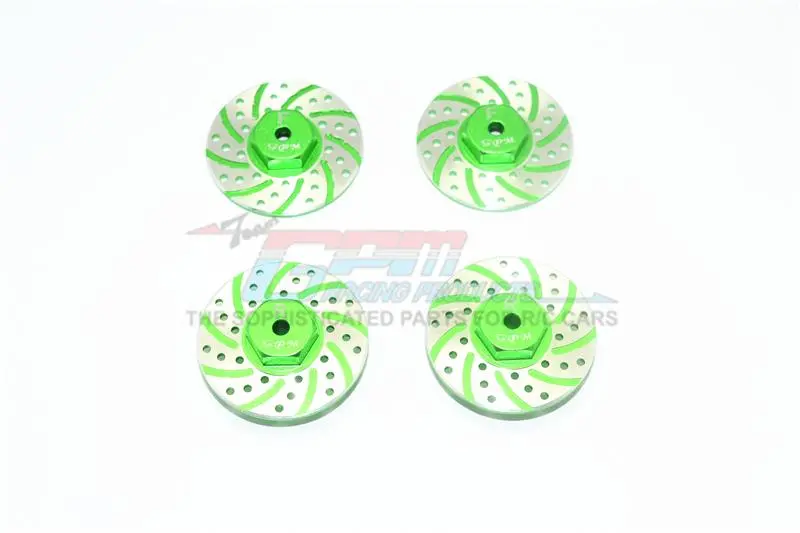 Axial Yeti Jr. Score Trophy Truck (Ax90052) / Yeti Jr. Can-Am Maverick (Axi90069) Aluminum Front + Rear Brake Disk With Silver Lining - 4Pc Set Green 1