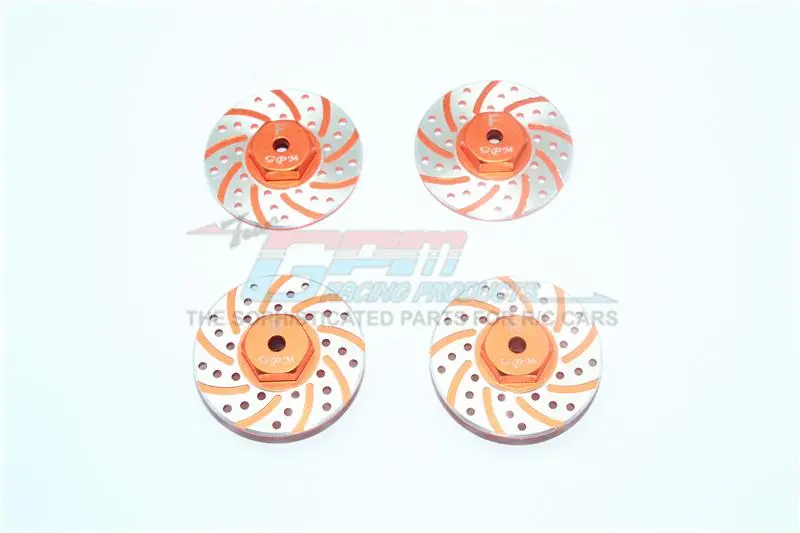 Axial Yeti Jr. Score Trophy Truck (Ax90052) / Yeti Jr. Can-Am Maverick (Axi90069) Aluminum Front + Rear Brake Disk With Silver Lining - 4Pc Set Orange 1