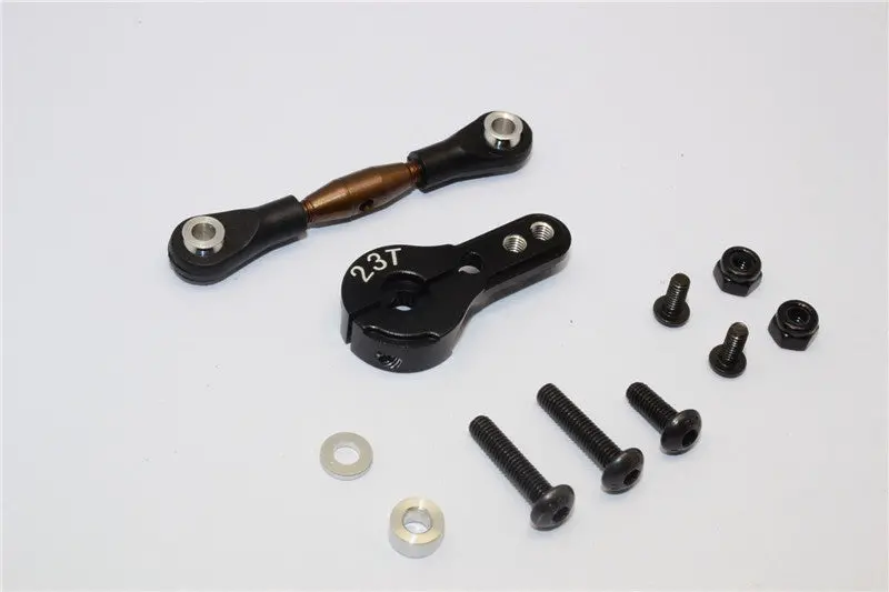 Axial Yeti Spring Steel Anti-Thread Tie Rod With Aluminum Servo Horn For 23T Spline Output Shaft - 1 Set Black 1