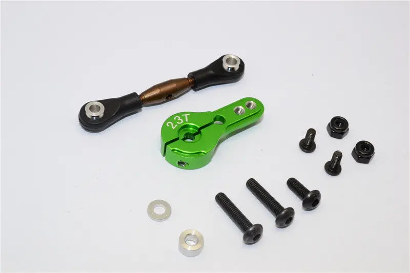 Axial Yeti Spring Steel Anti-Thread Tie Rod With Aluminum Servo Horn For 23T Spline Output Shaft - 1 Set Green 1