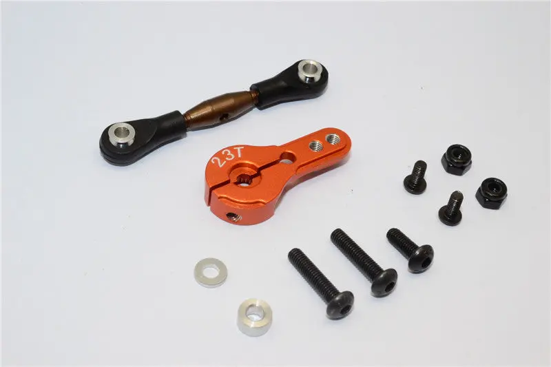 Axial Yeti Spring Steel Anti-Thread Tie Rod With Aluminum Servo Horn For 23T Spline Output Shaft - 1 Set Orange 1