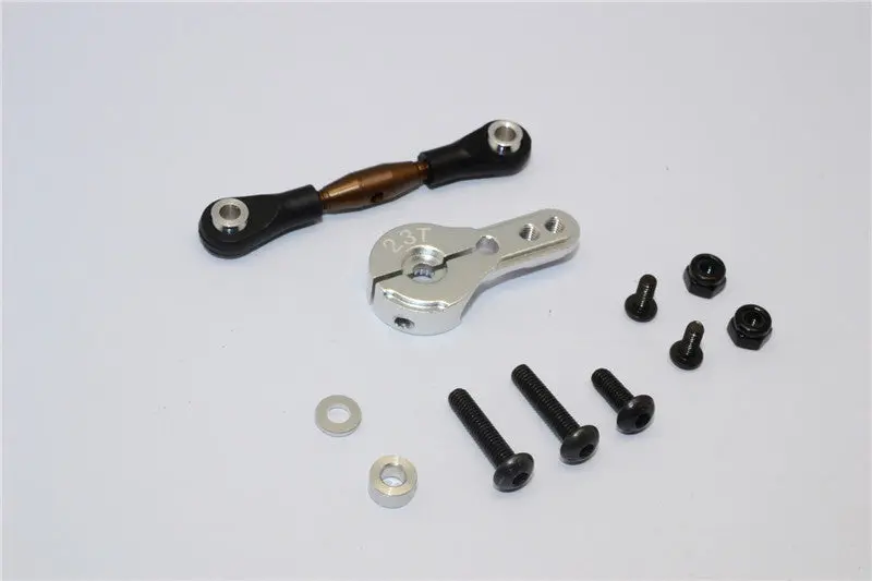 Axial Yeti Spring Steel Anti-Thread Tie Rod With Aluminum Servo Horn For 23T Spline Output Shaft - 1 Set Silver 1