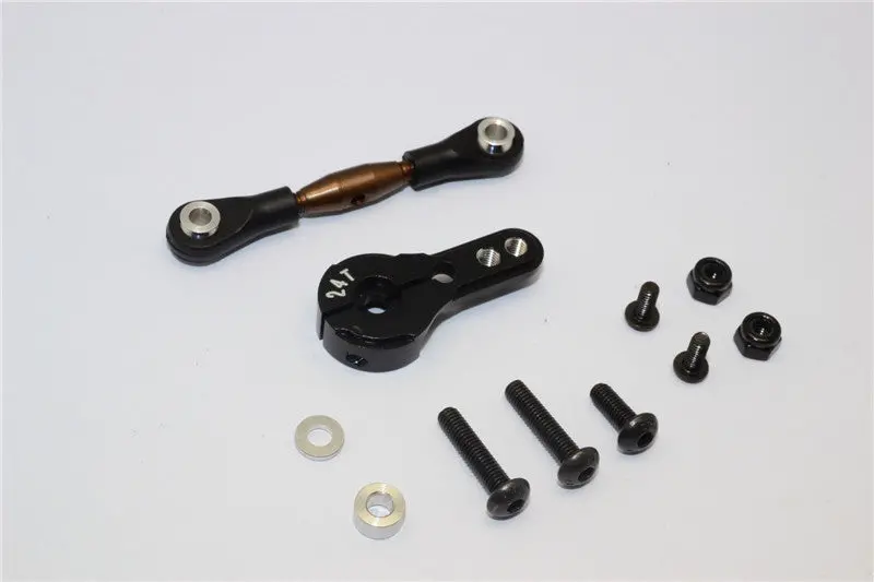 Axial Yeti Spring Steel Anti-Thread Tie Rod With Aluminum Servo Horn For 24T Spline Output Shaft - 1 Set Black 1