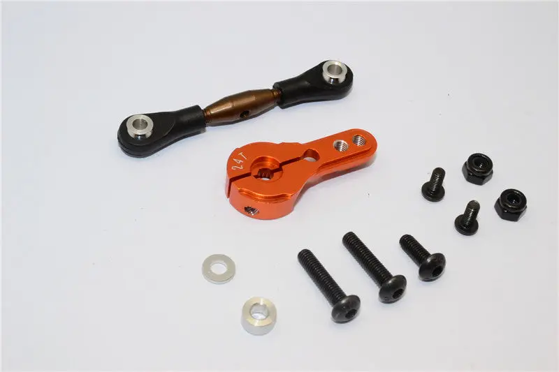 Axial Yeti Spring Steel Anti-Thread Tie Rod With Aluminum Servo Horn For 24T Spline Output Shaft - 1 Set Orange 1